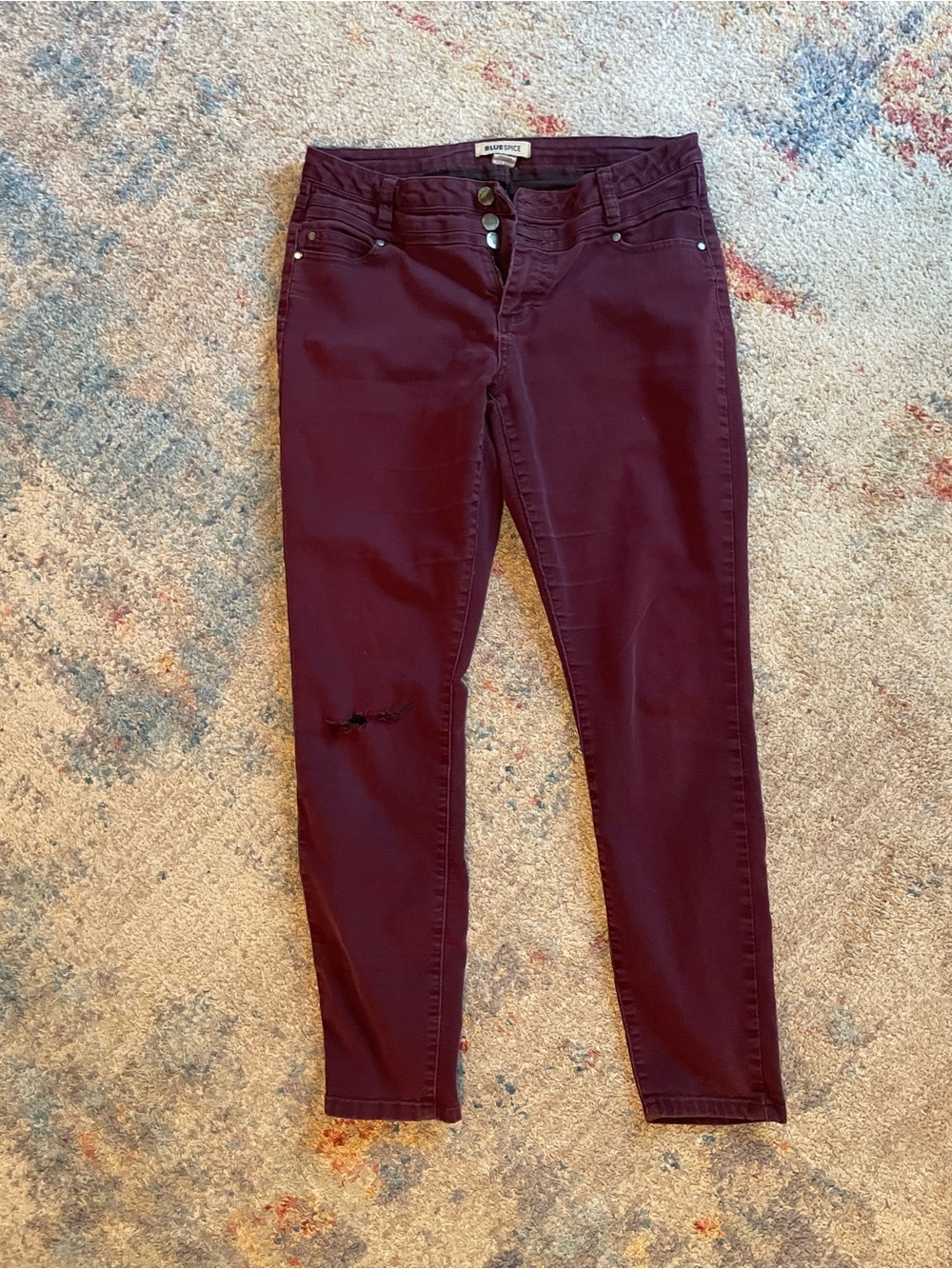 Blue Spice Maroon Low-Rise Skinny Jeans